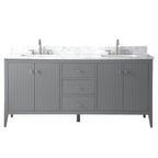 Vanity Art 72 Zoll Badezimmer-Waschtischunterschrank mit Doppelwaschbecken und Kunstmarmorplatte