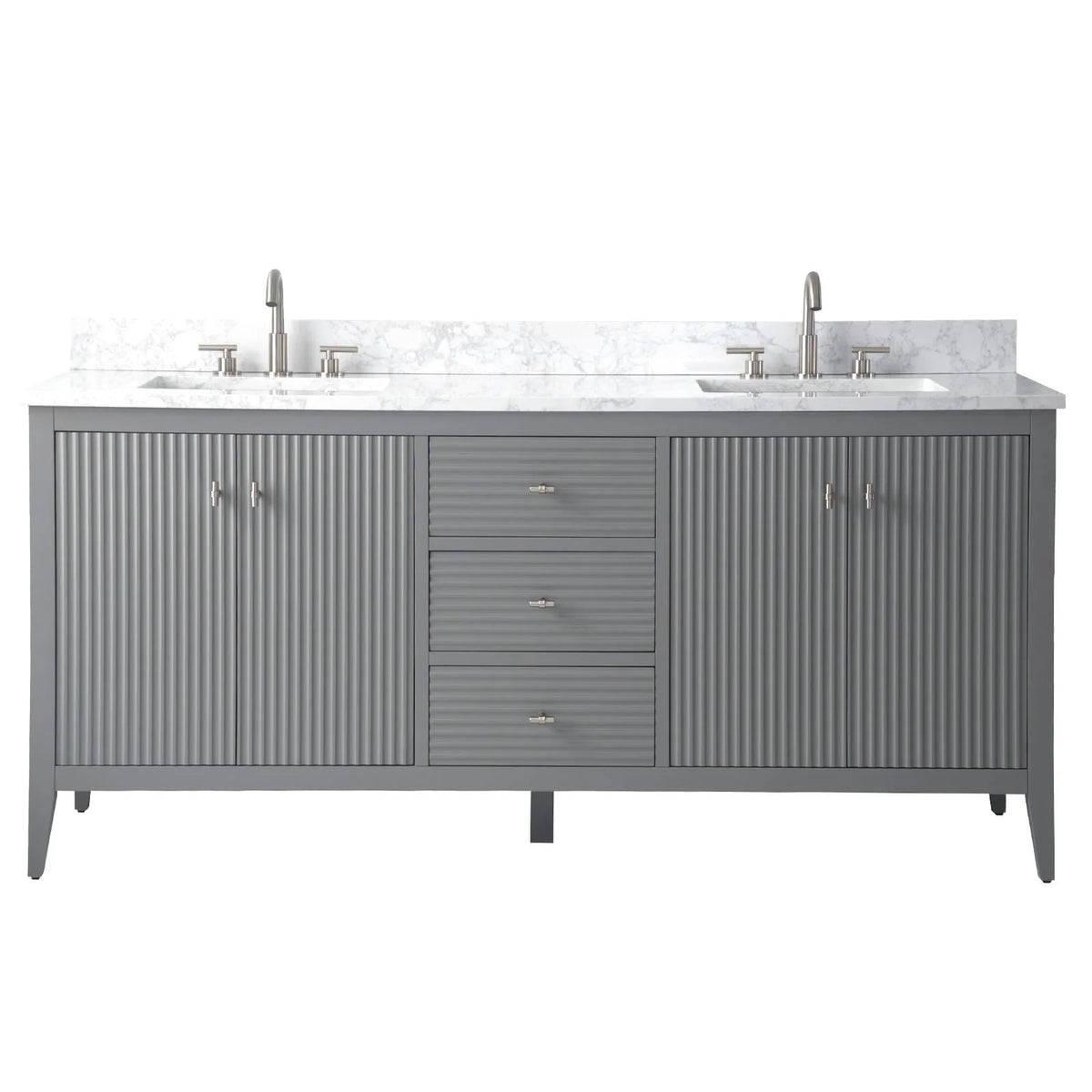 Vanity Art 72 Zoll Badezimmer-Waschtischunterschrank mit Doppelwaschbecken und Kunstmarmorplatte