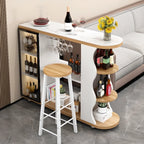 Moderner Bartisch mit Natursteinplatte in Freiform und Stauraum für Hausbars