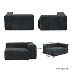 Großes modulares Ecksofa, Kordbezug, U-förmig, 4-Sitzer mit 2 Ottomanen und 5 Kissen
