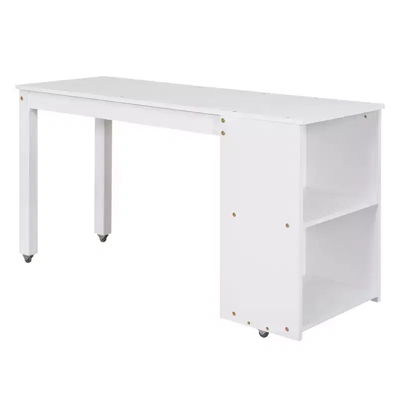 Niedriges Hochbett in voller Größe mit Rollschreibtisch, 3 Schubladen und Regalen
