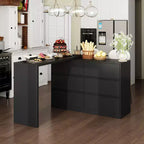 Intelligentes, drehbares/ausziehbares Buffet-Sideboard mit 6 Schubladen, erweiterter Arbeitsplatte, rutschfester Matte, drehbarem Esstisch, Kücheninsel-Vorratskammer