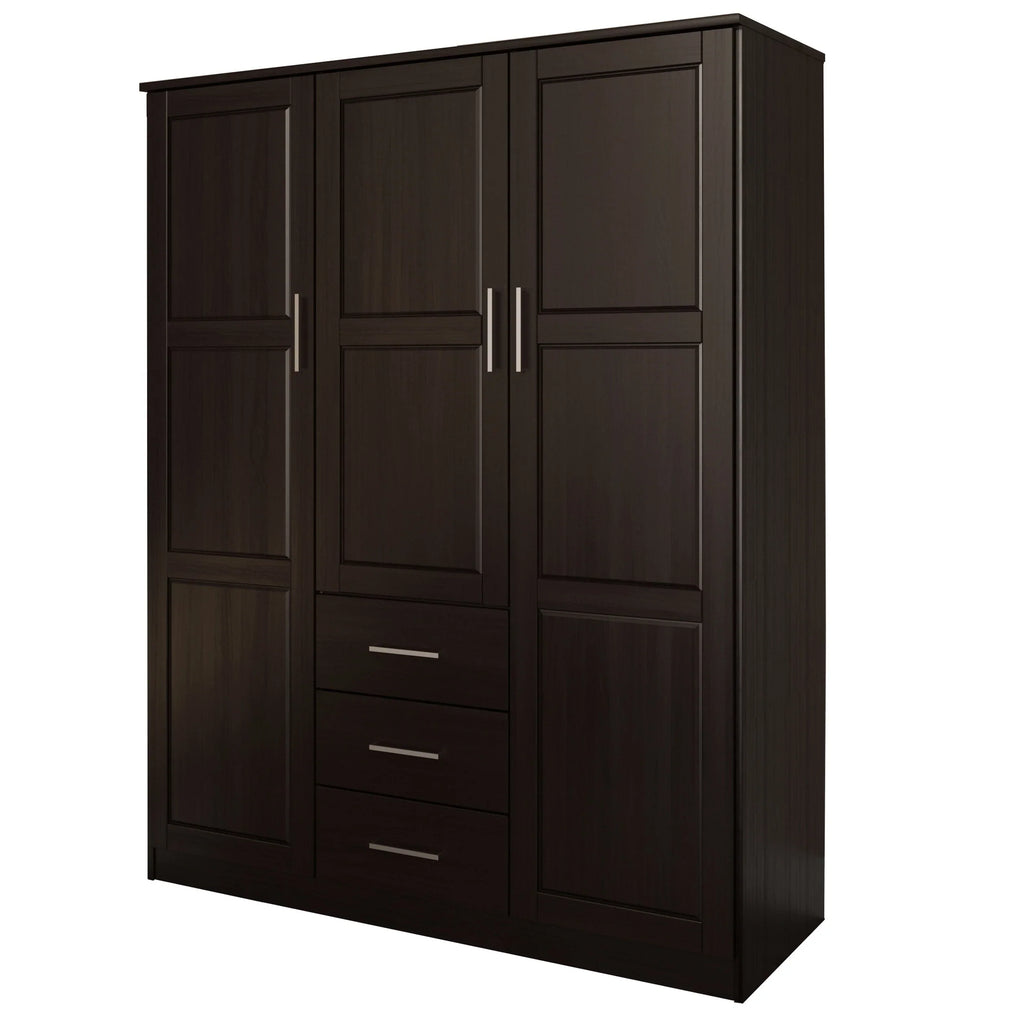 Palace Imports 100% Massivholz Cosmo Kleiderschrank mit 3 Türen mit Massivholz- oder Spiegeltüren