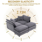 2-Sitzer-Sofa mit 2 Kissen, 2 Polstern und 2 Hockern, bequemes Sofa – Tiefes Wohnzimmersofa, Modulsofa