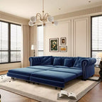 Whisen Velvet 3-in-1 Schlafsofa und wandelbares Schlafsofa im Kingsize-Format mit ausziehbarem Ottomane, getuftetem Design