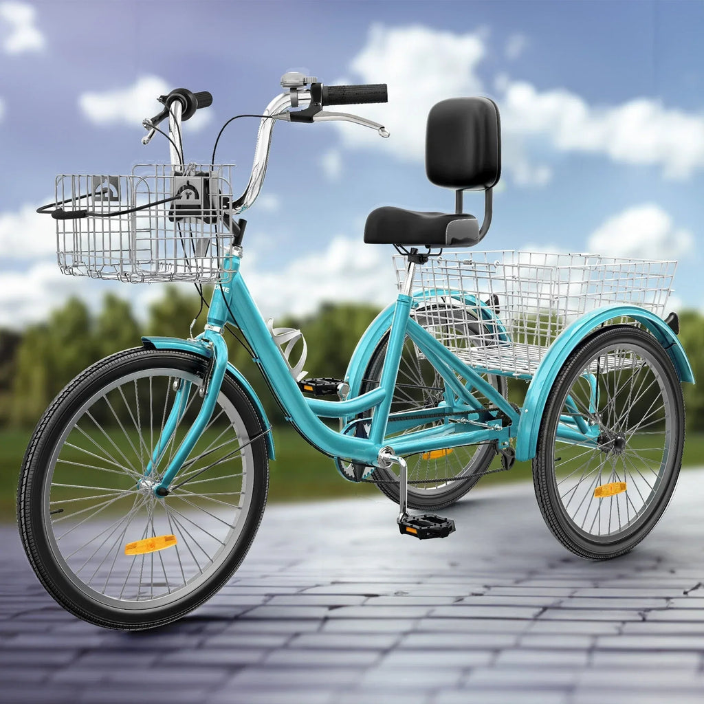 26 Zoll Erwachsenen Dreirad 3-Rad-Fahrrad 7-Gang Dreirad-Fahrrad