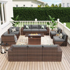 13-teiliges Gartenmöbel-Set mit Feuertisch