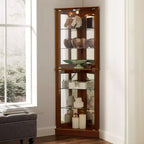 Eck-Vitrinenschrank, Kirsche/Nussbaum, 4-türige Glasvitrine