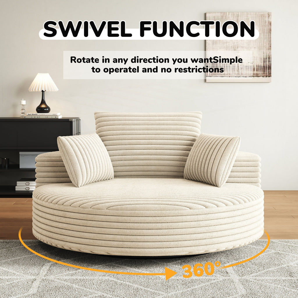 Einzelsessel aus Kord-Chenille-Schaumstoff, drehbar
