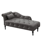 Moderne 60.6 Samt gepolsterte Knöpfe getuftete Chaiselongue mit Massivholzbeinen und Ziernägeln