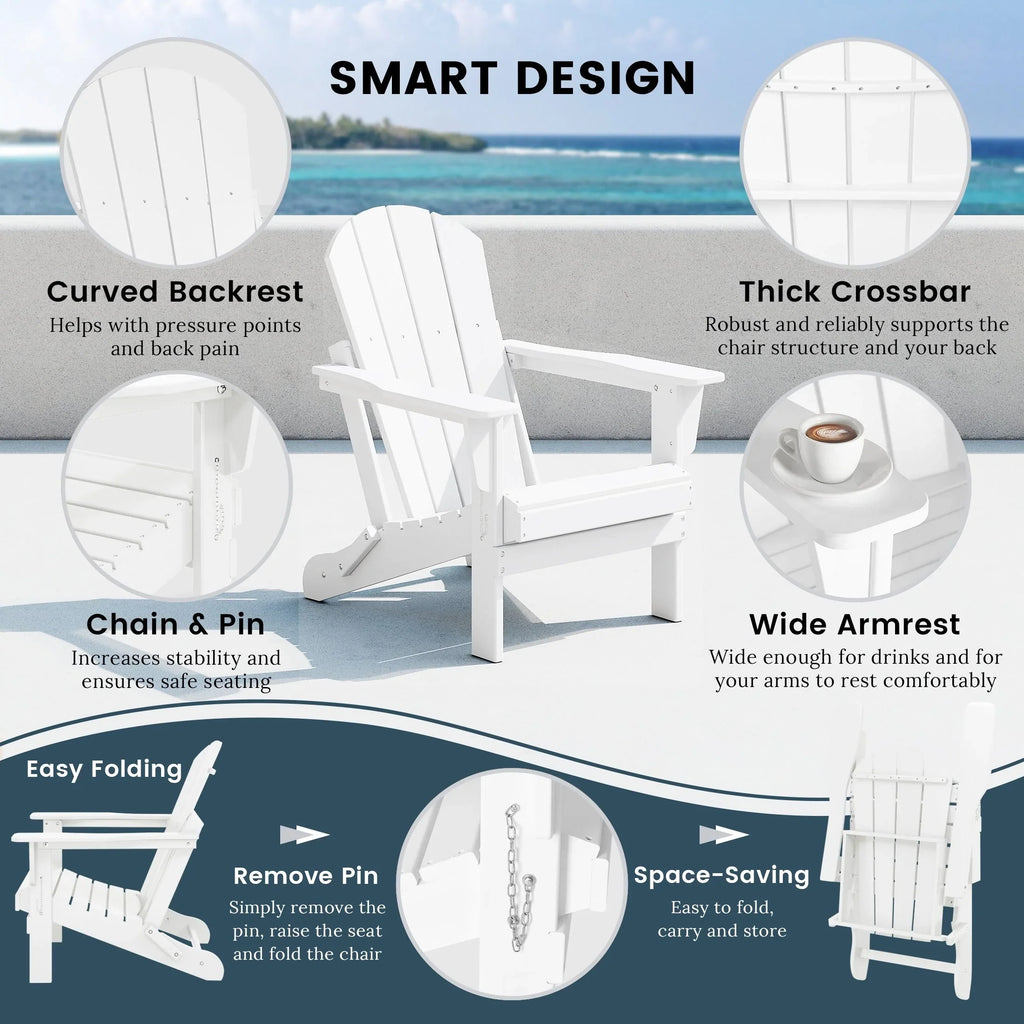 Polytrends Laguna Faltbarer Adirondack-Stuhl für den Außenbereich, wetterfest und lichtbeständig