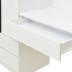 3-in-1 Kleiderschrank mit Schminktisch, Schreibtisch-Set, Schlafzimmer-Schrank mit 2 Schubladen, 3-türiger Aufbewahrungsschrank mit Schreibtisch