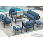 AECOJOY 7-teiliges Aluminium-Terrassenmöbel-Set Outdoor-Gesprächsgarnitur