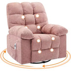 Massage-Liegesessel mit Heizfunktion – 360° drehbarer Schaukelstuhl, überdimensioniertes Einzelsitzer-Sofa mit Vibration, USB-Anschluss und Aufbewahrungstaschen für Wohnzimmer/Schlafzimmer