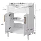 24-Zoll-Badezimmerwaschtisch mit Keramikwaschbecken, Shaker-Schrank, 2 Soft-Close-Türen, Massivholzrahmen für kleines Bad oder Gästetoilette