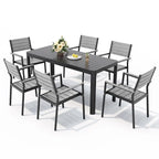 Outdoor 5/7-teiliges Terrassen-Essgruppe aus Aluminium mit stapelbaren Stühlen und ausziehbarem Tisch