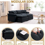 2-Sitzer-Sofa mit 2 Kissen, 2 Polstern und 2 Hockern, bequemes Sofa – Tiefes Wohnzimmersofa, Modulsofa