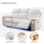 Elektrisches Liegesofa mit kabelloser Ladestation, Leselampe, LED-Beleuchtung für Wohnzimmer, Kunstleder, AC-/USB-Anschluss, Getränkehalter, Schwarz