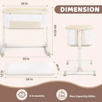 Baby-Beistellbett mit Rollen – Beige / Grau / Rosa, Bettschläfer, für 1 Baby