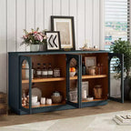Großes 4-türiges Sideboard mit Glastüren, gewölbtes Sideboard mit verstellbaren Einlegeböden für die Küche
