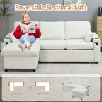80 L-förmiges Schlafsofa, Sofabett mit Ausziehbett, umwandelbares Schlafsofa