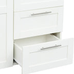 Weißer Kleiderschrank mit Türen, Schubladen und Kleiderstange