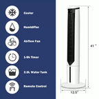 Costway 3-in-1 Verdunstungs-Luftkühler 41'' Tragbarer Turmventilator Luftbefeuchter