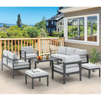 AECOJOY 7-teiliges Aluminium-Terrassenmöbel-Set Outdoor-Gesprächsgarnitur