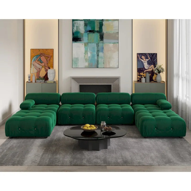 138 Modulares Schlafsofa, U-förmiges, minimalistisches Samtsofa