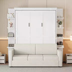 Whisen Modern Design Queen-Size Schrankbett mit Holzrahmen, Sofa und Regalen