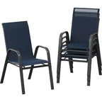 Terrassenstühle, stapelbare Outdoor-Esszimmerstühle, 4er-/6er-Set, wetterfeste, leichte Textilene-Outdoor-Stühle mit Armlehnen für Garten und Pool