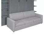 Whisen Modern Design Queen-Size Schrankbett mit Holzrahmen, Sofa und Regalen