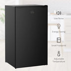 HOMCOM 90L Mini-Kühlschrank mit Gefrierfach, Kompakter Kühlschrank mit einer Tür und einstellbarem Thermostat für Schlafzimmer