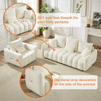 GDFStudio Alanna 79,5 Modernes 3-Sitzer-Sofa mit Teddyfell-Bezug und Kissen