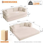 5-in-1 Schlafsofa, 78.8 Modulares Cord-Schlafsofa mit stabilem Rahmen, Multifunktions-Futon für kleine Räume, Wohnzimmer und Gästezimmer