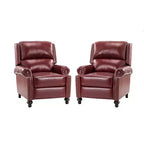 2er-Set Elisabete Modern Wingback Echtleder-Liegesessel mit Vintage-Nagelkopfleiste für Wohn- und Schlafzimmer | ART OF LIVING DESIGNS