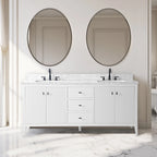 Vanity Art 72 Zoll Badezimmer-Waschtischunterschrank mit Doppelwaschbecken und Kunstmarmorplatte