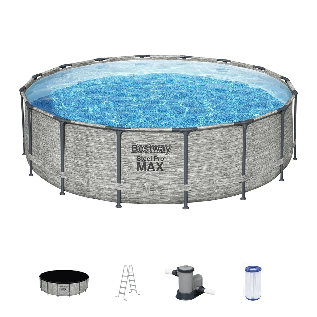 Bestway Steel Pro MAX Rundschwimmbecken Aufstellpool mit Pumpe & Abdeckung