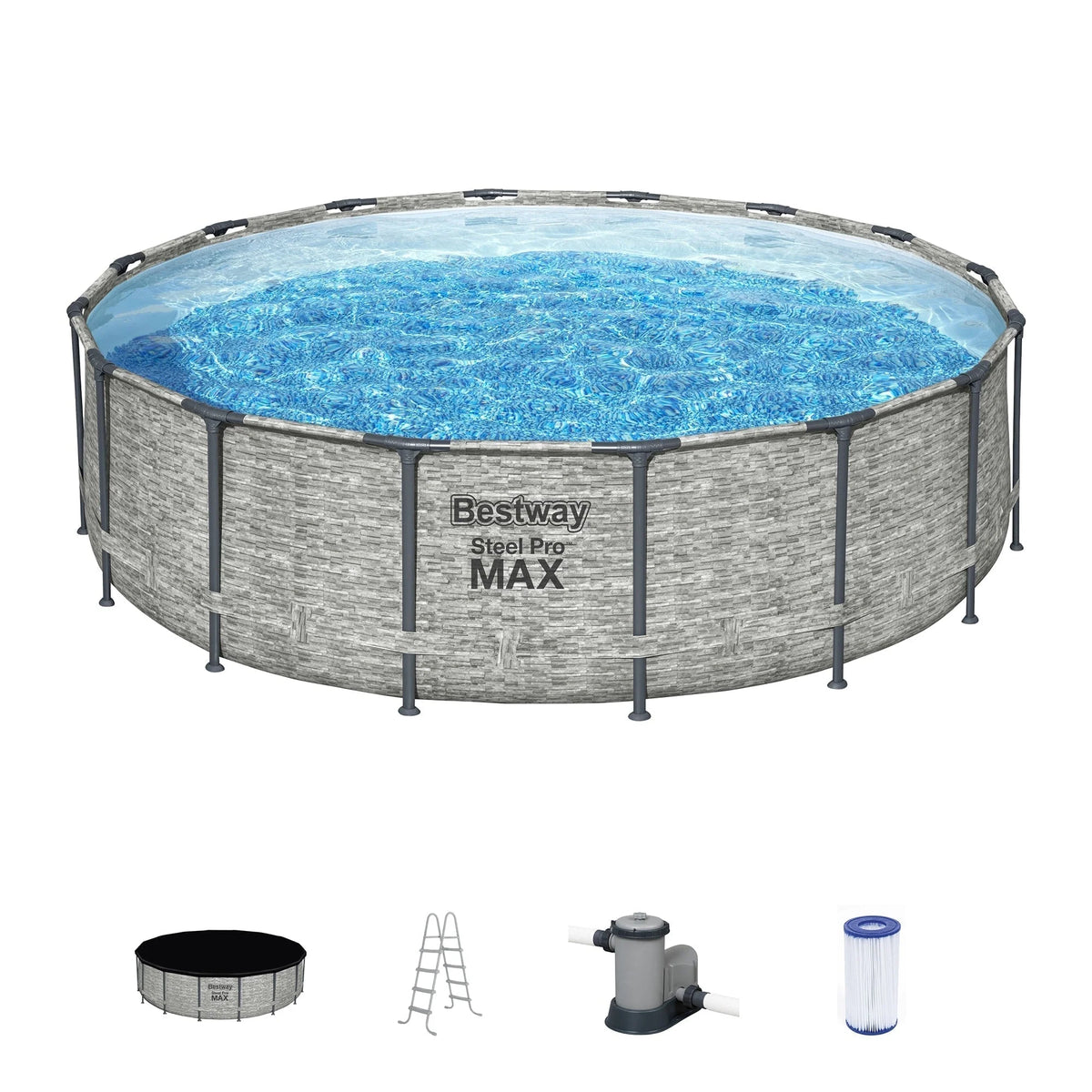 Bestway Steel Pro MAX Rundschwimmbecken Aufstellpool mit Pumpe & Abdeckung