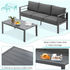 AECOJOY 7-teiliges Aluminium-Terrassenmöbel-Set Outdoor-Gesprächsgarnitur