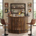 Bogenförmiger 4-stöckiger Mini-Bar-Tisch, moderner rustikaler Hausbarschrank mit Fußstütze und MDF-Konstruktion