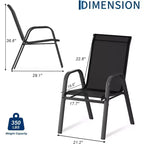 Terrassenstühle, stapelbare Outdoor-Esszimmerstühle, 4er-/6er-Set, wetterfeste, leichte Textilene-Outdoor-Stühle mit Armlehnen für Garten und Pool