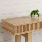 Geriffelter Konsolentisch aus Holz, Bauernhausstil, 2 Etagen mit Ablagefach, rechteckiger schmaler Eingangstisch, hinter dem Sofa, für Foyer, Flur, Wohnzimmer