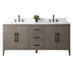 Vanity Art 72 Zoll Badezimmer-Waschtischunterschrank mit Doppelwaschbecken und Kunstmarmorplatte