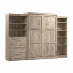 Schrankbett und zwei Regale mit Schubladen, 320 cm breites Wandbett