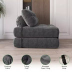 Klappbares Cord-Schlafsofa Futon, wandelbarer Bodenschlafsessel mit Kissen & Rückenlehne