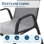 Terrassenstühle, stapelbare Outdoor-Esszimmerstühle, 4er-/6er-Set, wetterfeste, leichte Textilene-Outdoor-Stühle mit Armlehnen für Garten und Pool