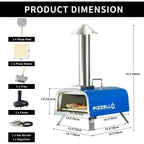 Multi-Brennstoff Outdoor Pizzaofen Steinbackofen mit Gasbrenner & Holzfach - 30 cm