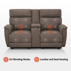 MCombo 60.2 Power Loveseat Relaxsofa mit Massage und zweifacher Heizung, verstellbarer Kopfstütze, USB- & Typ-C-Anschluss, Stoff