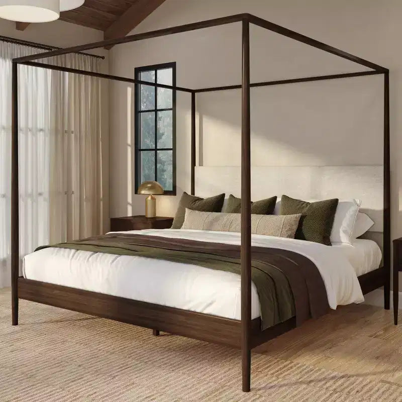 Harbor King Himmelbett mit gepolstertem Kopfteil, Blonde/Swiss Coffee (MD2411-01)